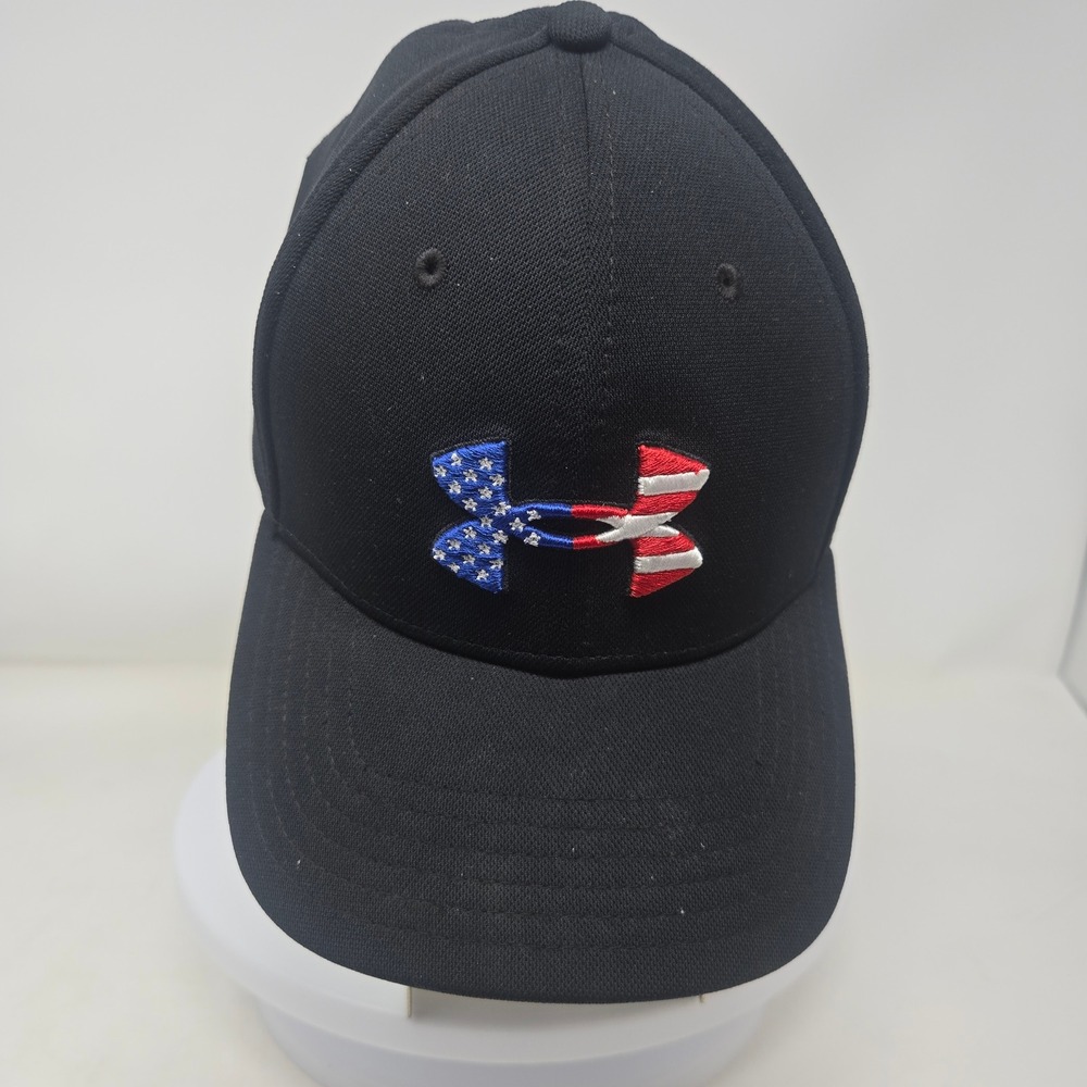 Under Armour Mens Blitzing Freedom Hat Black American Flag Logo Cap L/XL 1271814